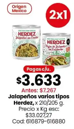 Coto Herdez jalapeños varios tipos oferta