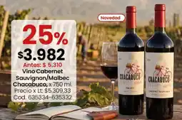 Coto Chacabuco vino cabernet sauvignon/malbec oferta