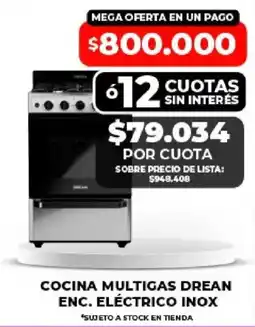 Supermayorista Vital Dream cocina multigas enc. eléctrico inox oferta