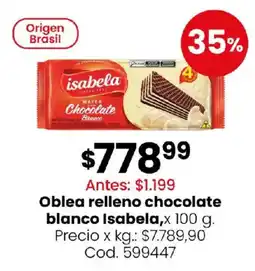 Coto Isabela oblea relleno chocolate blanco oferta
