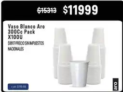 Makro Vaso blanco aro 300cc pack x100u oferta