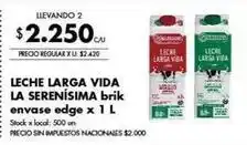 Disco La serenísima - leche larga vida brik envase edge x 1 l oferta