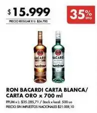 Disco Bacardi - ron carta blanca/ carta oro oferta
