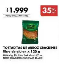 Disco Tostaditas de arroz crackines libre de gluten oferta