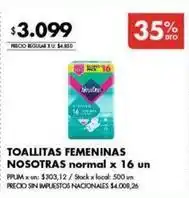 Disco Nosotras - toallitas femeninas normal oferta