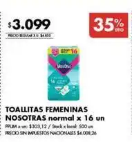 Disco Nosotras - toallitas femeninas normal x 16 un oferta