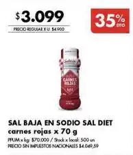 Disco Sal baja en sodio sal diet carnes rojas oferta