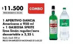 Disco Aperitivo gancia americano + gaseosa sprite lima limón regular/zero oferta