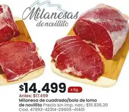 Coto Milanesa de cuadrada/bola de lomo de novillito oferta