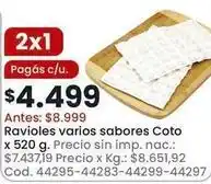 Coto Coto - ravioles varios sabores oferta
