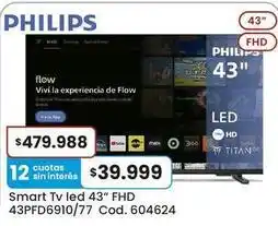 Coto Philips - smart tv led 43 fhd 43pfd6910/77 oferta