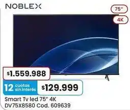Coto Noblex - smart tv led 75 4k dv75x8580 oferta