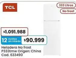 Coto Tcl - heladera no frost p333tmw oferta