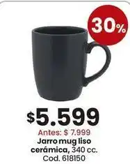 Jarro mug liso cerámica, 340 cc. cod. 618150