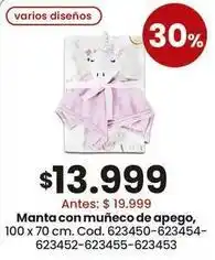 Coto Manta con muñeco de apego, 100 x 70 cm. cod. 623450-623454-623452-623455-623453 oferta