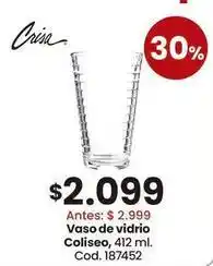 Coto Coliseo - vaso de vidrio , 412 ml. cod. 187452 oferta