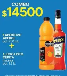 Supermercados Vea Cepita - aperitivo bot. 750 ml. + jugo listo naranja bot. 1,5 lt oferta