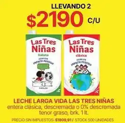Supermercados Vea Las tres niñas - leche larga vida oferta