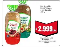 Cooperativa Obrera Pan de molde blanco o con salvado oferta