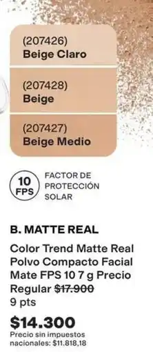 Avon Real - color trend matte polvo compacto facial mate fps 10 7 g oferta