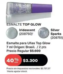 Avon Origen - esmalte top glow iridescent (208750) silver sparks (208751) oferta