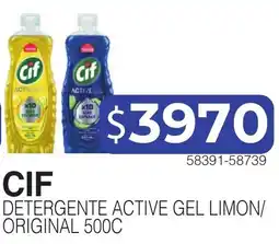 Masivos Cif detergente active gel limon/ original 500c oferta