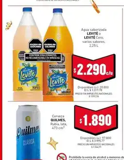 Cooperativa Obrera Quilmes - agua saborizada oferta