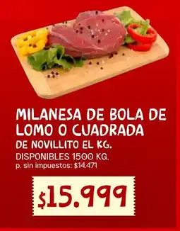 Supermercados Vea Milanesa de bola de lomo o cuadrada de novillito oferta