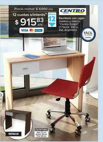 Carrefour Centro Escritorio Con Cajón Madera Y Blanco oferta