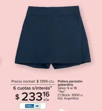 Carrefour Pollera Pantalón Gabardina oferta