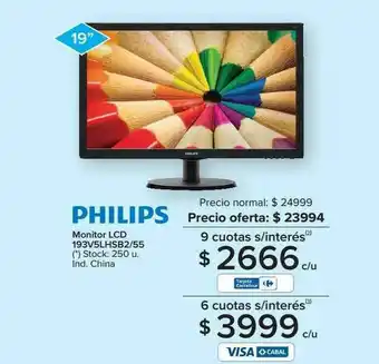 Carrefour Monitor Lcd 193v5lhsb2-55 Philips oferta