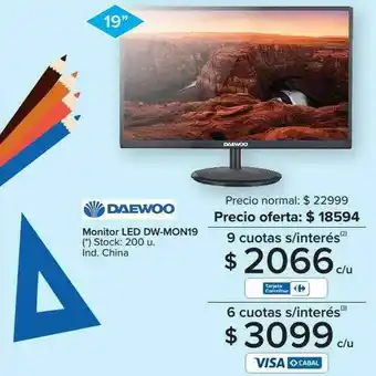 Carrefour Monitor Led Dw-mon19 Daewoo oferta