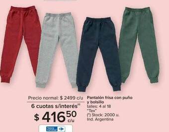 Carrefour Pantalón Frisa Con Puño Y Bolsillo oferta