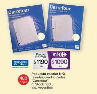 Carrefour Repuesto Escolar N°3 Rayadas Cuadriculadas Carrefour 480 Hojas oferta