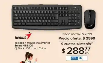 Carrefour Teclado + Mouse Inalámbrico Smart Kb-8100 Genius oferta