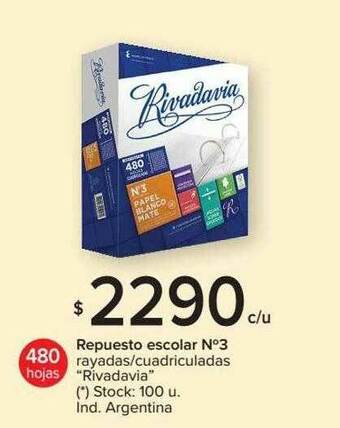 Carrefour Repuesto Escolar N°3 Rayadas Cuadriculadas Rivadavia 480 Hojas oferta