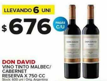 Carrefour Maxi Don David Vino Tinto Malbec Cabernet Reserva oferta