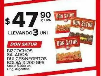 Carrefour Maxi Don Satur Bizcochos Salados Dulces Negritos oferta