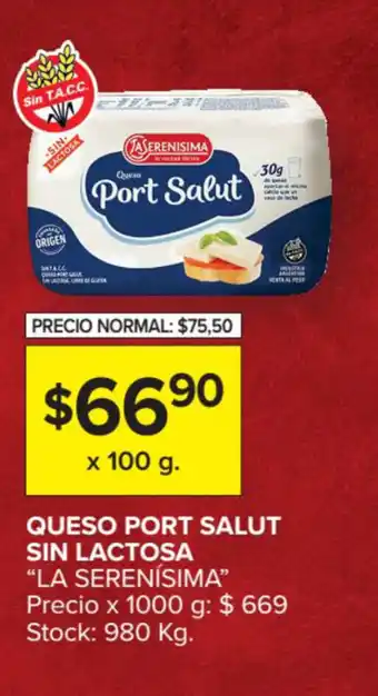 Carrefour La Serenísima Queso Port Salut sin Lactosa x 100g oferta