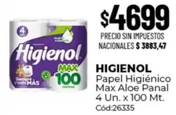 Diarco Higienol papel higiénico max aloe panal oferta