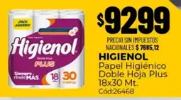 Diarco Higienol papel higiénico doble hoja plus oferta
