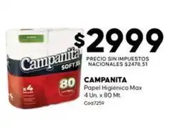 Diarco Campanita - papel higi9enico max 4 un. x 80 mt oferta