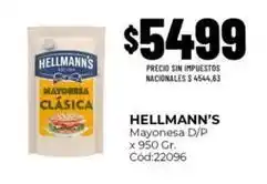 Diarco Hellmann's - mayonesa d/p x 950 gr. cód:22096 oferta