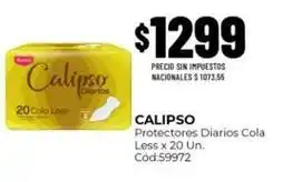 Diarco Calipso - protectores diarios cola less x 20 un oferta