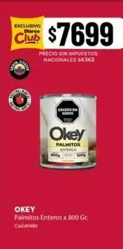 Diarco Okey - palmitos enteros x 800 gr. cod:40489 oferta