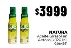 Diarco Natura - aceite girasol en aerosol x 120 ml. cód:4981 oferta