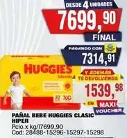 Maxiconsumo Huggies - pañal bebe huggies clasic hiper cod: 28488-15296-15297-15298 oferta