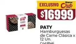 Diarco Paty - hamburguesas de carne clásica x 12 un oferta