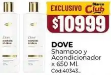 Diarco Dove - shampoo y acondicionador x 650 ml. cód:40343 oferta