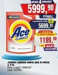 Maxiconsumo Ace - jabon liquido ropa ace d-pack oferta